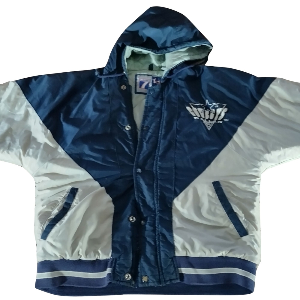 Vintage Logo 7 Dallas Cowboys NFL Puffer Coat Jacket Youth Size Large 14-16